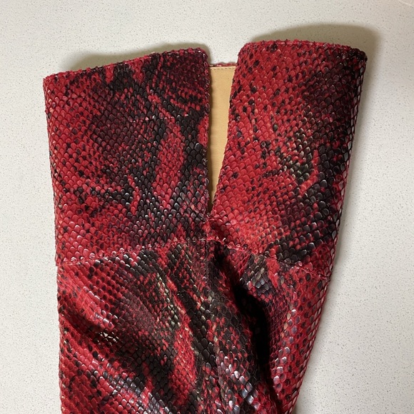 Gently Used Jessica Simpson Red Snakeskin Knee-High Boots - Picture 5 of 10